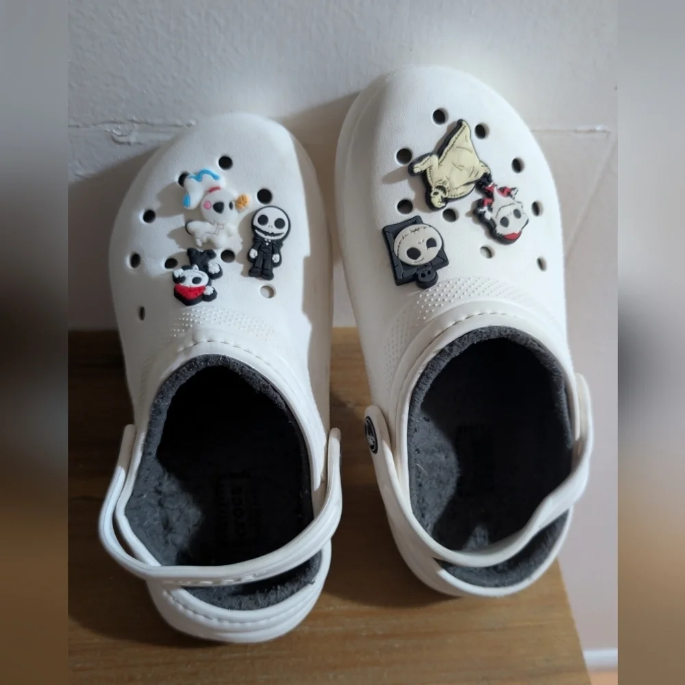 CROCS Kids White Slippers with Character Charms The Nightmare Before Christmas